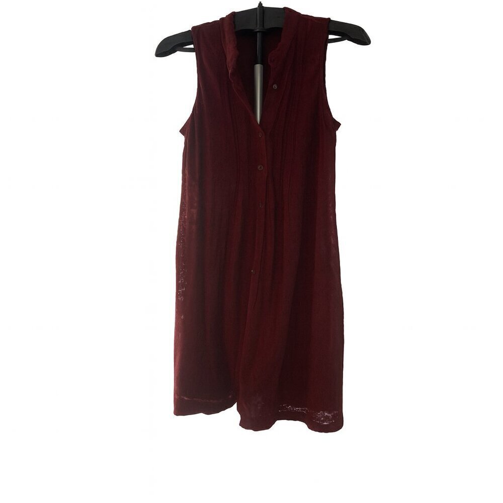 a.n.a Burgundy Sleeveless Button Front Shirt Dress 8